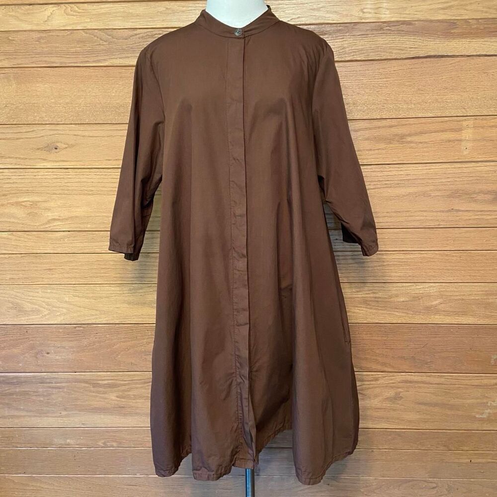 Brynn Walker Winona brown organic cotton poplin mini dress tunic